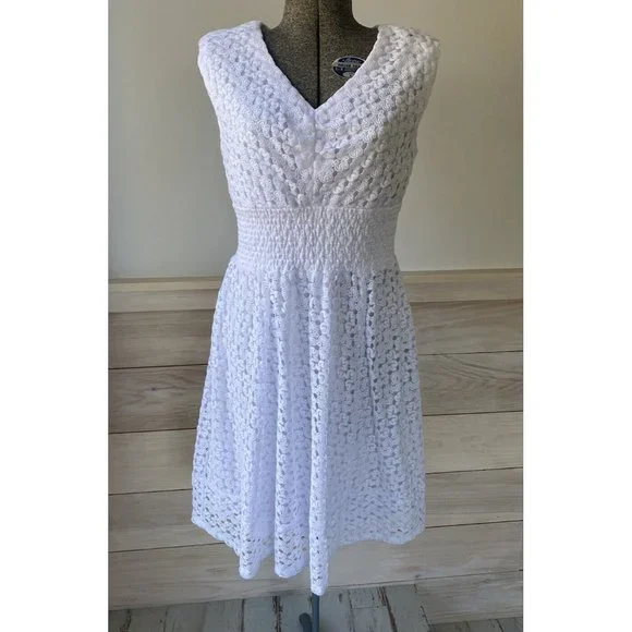 Rabbit Rabbit Rabbit Dresses | Rabbit Rabbit Rabbit White Lace Dress V Neck Lined Size M Wedding | Color: White | Size: M | Debbiesdoodads's Closet